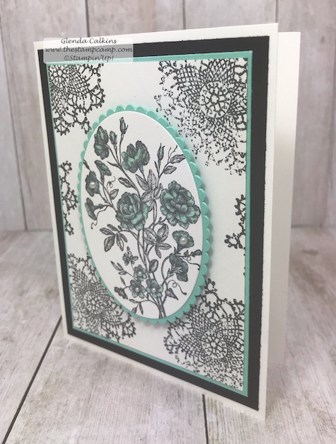 Clean and Simple stamping with a pop of color can be so pretty and doesn't take all the much effort.  The classic look of Black and White is very classy and elegant.  Details: www.thestampcamp.com #stampinup #veryvintage #thestampcamp #stamp #craft