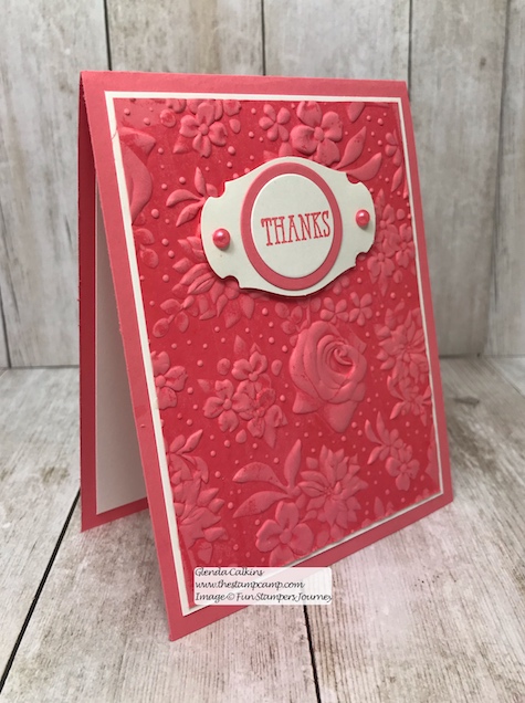Country Floral embossing folder free during Sale-a-bration from Stampin' Up! this ends March 31 2019. Details www.thestampcamp.com #glendasblog, #stampinup #saleabration #thestampcamp