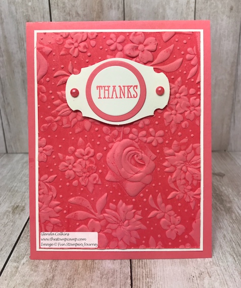 Country Floral embossing folder free during Sale-a-bration from Stampin' Up! this ends March 31 2019. Details www.thestampcamp.com #glendasblog, #stampinup #saleabration #thestampcamp