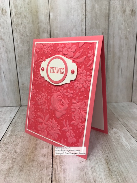 Country Floral embossing folder free during Sale-a-bration from Stampin' Up! this ends March 31 2019. Details www.thestampcamp.com #glendasblog, #stampinup #saleabration #thestampcamp