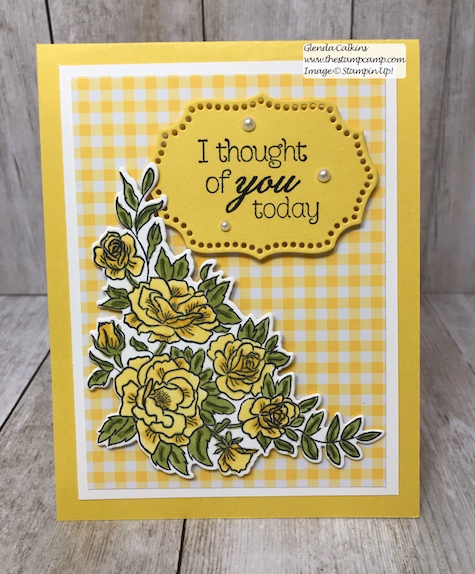 This is the Climbing Roses in Daffodil Delight. Such a bright fun Spring Color. Can you tell I'm ready for Spring? Details www.thestampcamp.com #stampinup #saleabration #thestampcamp #Roses