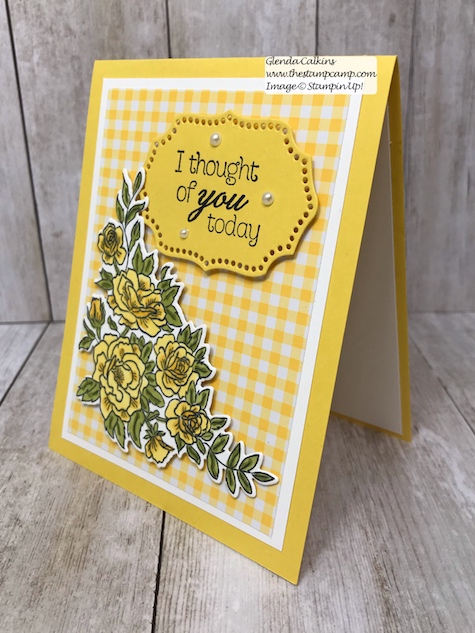This is the Climbing Roses in Daffodil Delight. Such a bright fun Spring Color. Can you tell I'm ready for Spring? Details www.thestampcamp.com #stampinup #saleabration #thestampcamp #Roses