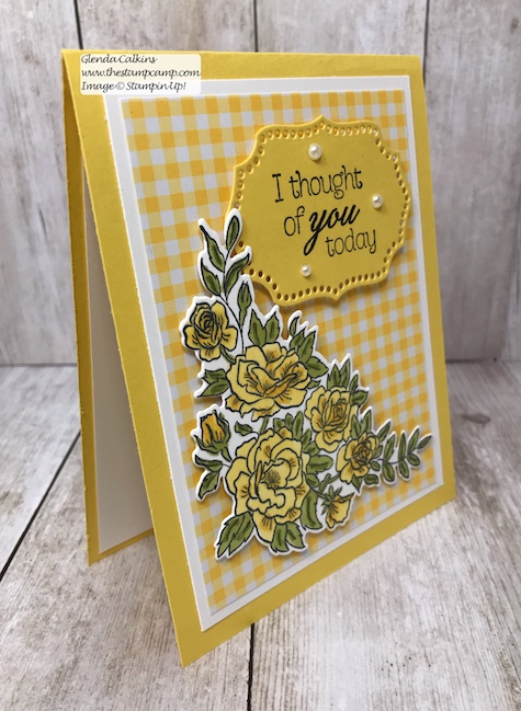 This is the Climbing Roses in Daffodil Delight. Such a bright fun Spring Color. Can you tell I'm ready for Spring? Details www.thestampcamp.com #stampinup #saleabration #thestampcamp #Roses