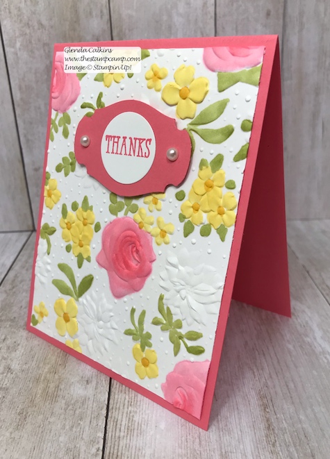 Country Floral embossing folder free during Sale-a-bration from Stampin' Up! this ends March 31 2019. Details www.thestampcamp.com #glendasblog, #stampinup #saleabration #thestampcamp