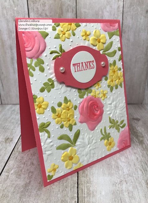 Country Floral embossing folder free during Sale-a-bration from Stampin' Up! this ends March 31 2019. Details www.thestampcamp.com #glendasblog, #stampinup #saleabration #thestampcamp