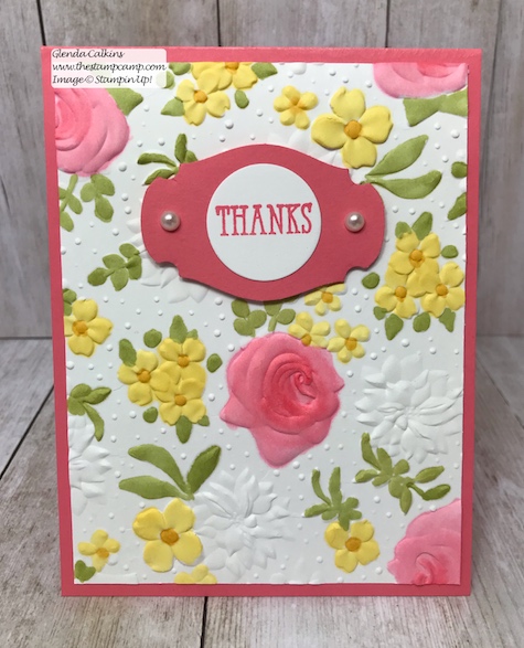 Country Floral embossing folder free during Sale-a-bration from Stampin' Up! this ends March 31 2019. Details www.thestampcamp.com #glendasblog, #stampinup #saleabration #thestampcamp