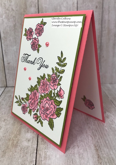 This is the Climbing Roses stamp set from Stampin' Up! It is so pretty done up in Flirty Flamingo; but then I'm partial to pink. details on my blog: www.thestampcamp.com #stampinup #thestampcamp #cards #roses