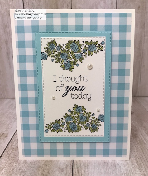 This is the Climbing Roses in Balmy Blue. Such a fun Spring Color. Can you tell I'm ready for Spring? Details www.thestampcamp.com #stampinup #saleabration #thestampcamp #Roses