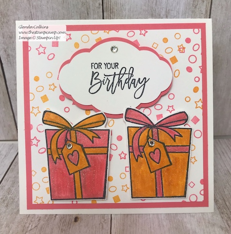 Here's a fun gift card holder created using the Painting with Shimmer Paint technique. Details on my blog: www.thestampcamp.com #stampinup #thestampcamp #shimmerpaint #techniques