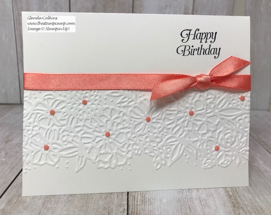 Let the beauty of the Embossing Folders be the focal point to your cards. Simply Simple stamping is all you need. Details www.thestampcamp.com #stampinup #simplysimplestamping #thestampcamp #glendasblog