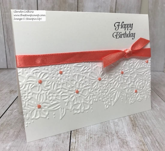 Let the beauty of the Embossing Folders be the focal point to your cards. Simply Simple stamping is all you need. Details www.thestampcamp.com #stampinup #simplysimplestamping #thestampcamp #glendasblog
