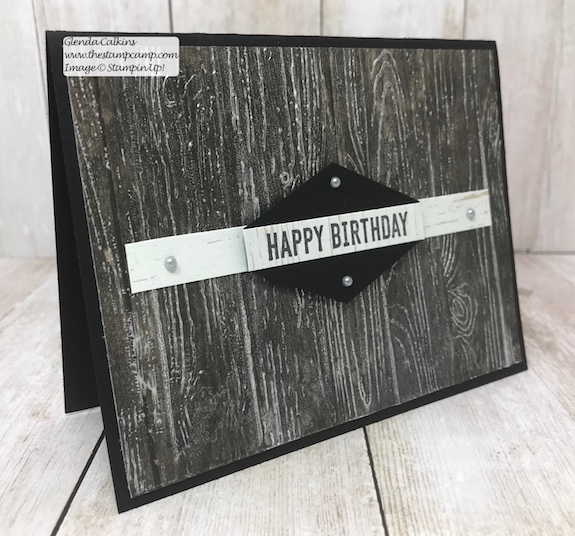 This is a fun technique created using the Frost White Shimmer Paint and the Pinewood Planks embossing folder. Visit my blog for details: www.thestampcamp.com #stampinup #thestampcamp #masculine #techniques