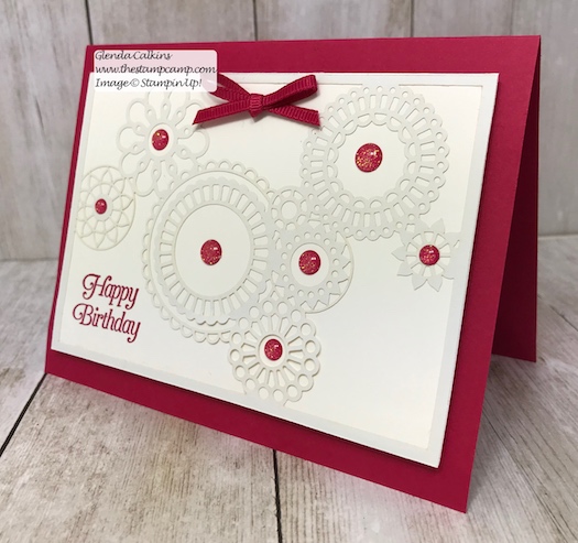 This intricate paper is part of the Delightfully Detailed Laser-Cut Specialty papers from Stampin' Up!  Details on my blog: www.thestampcamp.com #birthday, #stampinup #thestampcamp #handmadecards