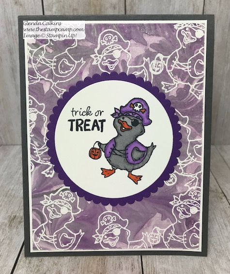 This fun Pirate Duck is part of the Birds of a Feather stamp set from Stampin' Up! This set will take you from Halloween through Valentines Day with it's cute Bird Critters. Details on my blog Here: https://wp.me/p59VWq-apS #stampinup #birdsofafeather #thestampcamp #Halloween