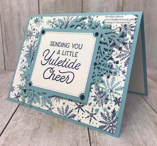 Frosted Foliage One Sheet Wonder technique with Sophia. Details on my blog here: https://wp.me/p59VWq-atL #stampinup #frostedfoliage #thestampcamp #christmas