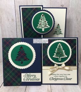 Three Cards One Sheet Wrapped In Plaid Paper
