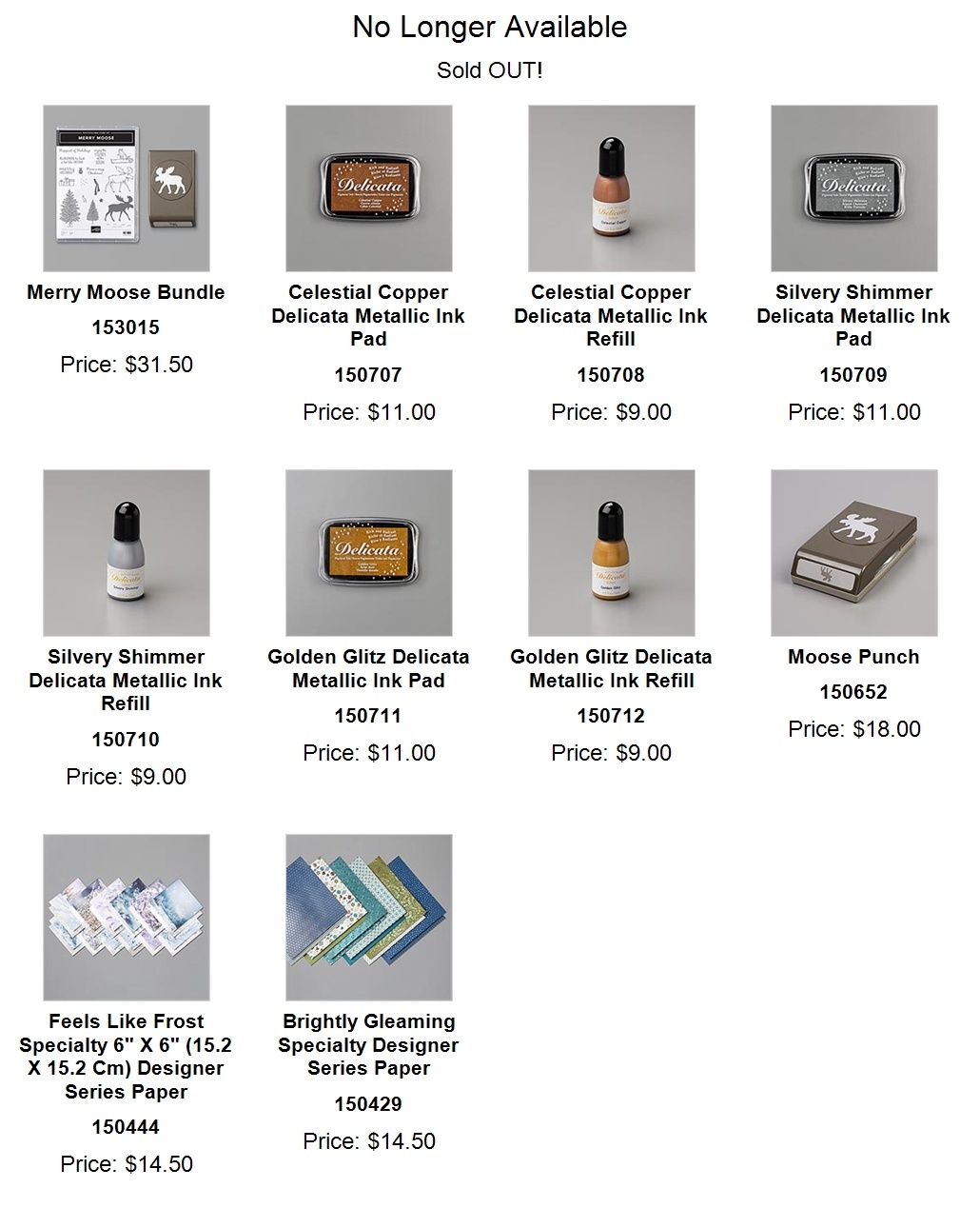 Stampin' Up! Sold Out Products