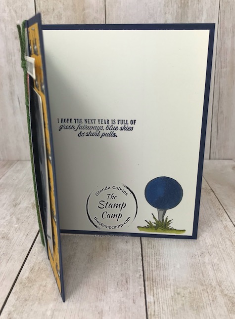 The Clubhouse stamp set and die set from Stampin' Up! creates the perfect masculine card for birthday's or Father's Day. Details are on my blog here: https://wp.me/p59VWq-aNU . #stampinup #thestampcamp #golf #giftcard