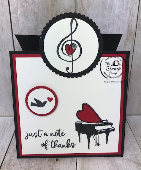 The Music From The Heart stamp set music to the eyes! Pair these musical images with any phrase to make a greeting card that sings with sincerity. This stamp set can be used all year long. Details are on my blog here: https://wp.me/p59VWq-aY1 #stampinup #music #thestampcamp