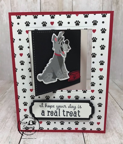 This adorable doggie is part of the Playful Pets Suite of products from Stampin' Up! I created this card for my little granddaughter Sophia who is a total dog lover. The Playful Pets Designer Series Paper can easily be cut with the coordinating Pampered Pets Dies. Details are on my blog here: https://wp.me/p59VWq-bhm. #stampinup #thestampcamp #pamperedpets #funfold