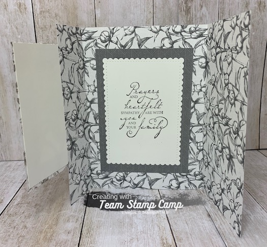 This is the Prized Peony Bundle and the Peony Garden Designer Series Paper from Stampin' Up! This card was created by my fellow team member Judy for a team swap. I think she did a fabulous job and you can find the details on my blog here: https://wp.me/p59VWq-bnl. #stampinup #thestampcamp #prizedpeony