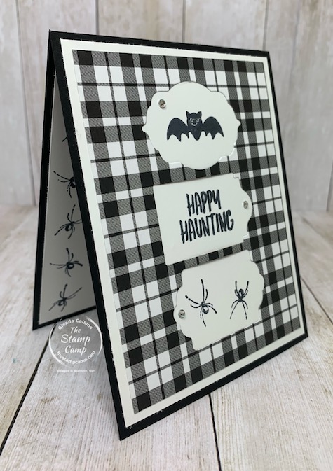 The Trio of Tags Dies can create an interesting focal point for your stamped images. This super cute card is monochromatic and perfect for Halloween. Details are on my blog here: https://wp.me/p59VWq-btG. #stampinup #halloween #thestampcamp #dies
