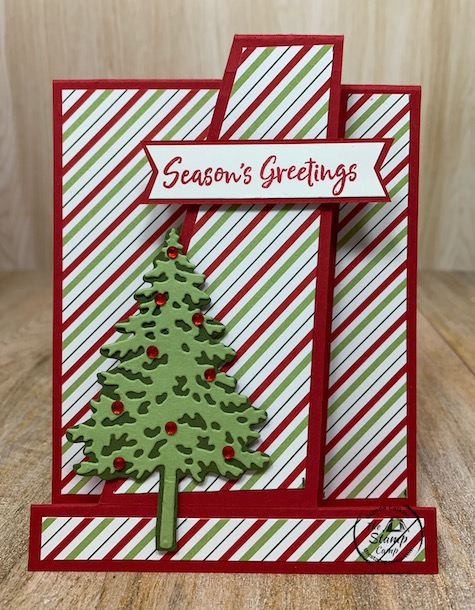 It's Fun Fold Friday and today I have a Step card with a Twist to share with you. I found this fun fold on Splitcoast stampers and just had to give it a try. I'm doing a video so make sure to check out my YouTube channel for that; my channel is "The Stamp Camp". Details for this card are on my blog here: https://wp.me/p59VWq-byN. #thestampcamp #stampinup #funfold #christmas