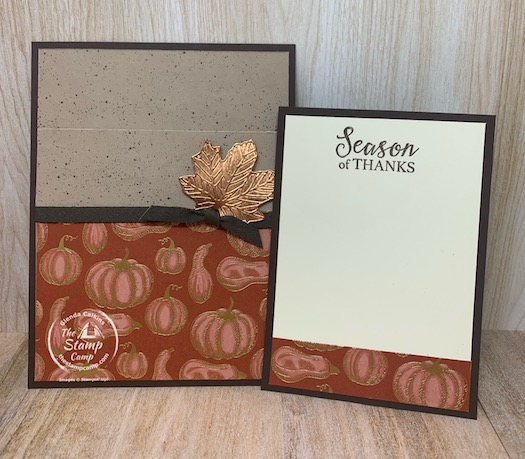 How about we make this a Season of Thanks? What a perfect card to send out this Thanksgiving Season! This card was created for the Sketch Challenge at Splitcoaststampers and it is a pocket card. #stampinup #thestampcamp #thanksgiving