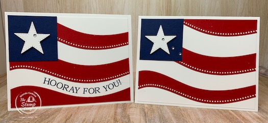 The Quite Curvy Bundle is perfect stamp set/bundle to create ALL your patriot cards. What's also nice is this is a twofer technique. What do I mean? You will create both of these cards out of 1 piece of Real Red card stock. Check out my blog for all the details. #stampinup #thestampcamp #quitecurvybundle