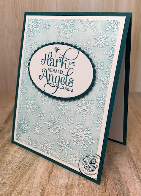 Have you ever tried the Faux White Wash Technique? This is what I'm calling this technique. I'm sure there are other names out there but when I completed this technique it reminded me of a white wash so that's what I'm going with. I paired the Winter Snow embossing folder with the Stampin 'Up! For Unto Us stamp set. #thestampcamp #stampinup #technique