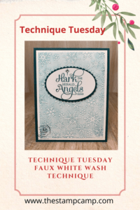 Have you ever tried the Faux White Wash Technique? This is what I'm calling this technique. I'm sure there are other names out there but when I completed this technique it reminded me of a white wash so that's what I'm going with. I paired the Winter Snow embossing folder with the Stampin 'Up! For Unto Us stamp set. #thestampcamp #stampinup #technique