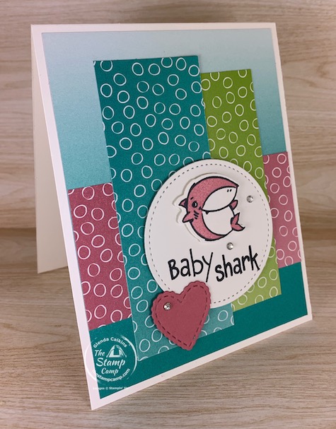 Yes, more baby shark cards. I warned you I am obsessed with the Shark Frenzy Bundle from Stampin' Up! I have so many fun cards and projects to show you this month! #thestampcamp #stampinup #babyshark