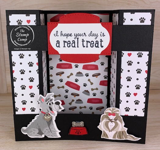 The Playful Pets Designer Series Paper is the cutest paper in the catalog I think. Plus, it has coordinating dies in the Pampered Pets Bundle. #thestampcamp #stampinup #funfold 
