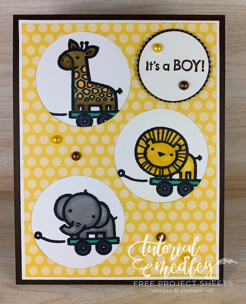The Baby Pull Toys stamp set from Stampin' Up! is perfect for baby cards, scrapbook pages, baby announcements or baby showers. These little animals as so adorable and cute you I couldn't resist creating little peek a boo windows for them. #thestampcamp #stampinup #babycard