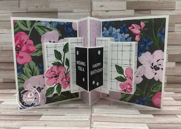 multi-layered fun fold card with designer series paper